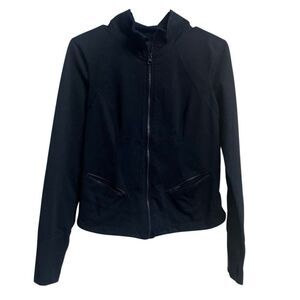 Zella black high neck full zip sheer back activewear jacket Medium #692